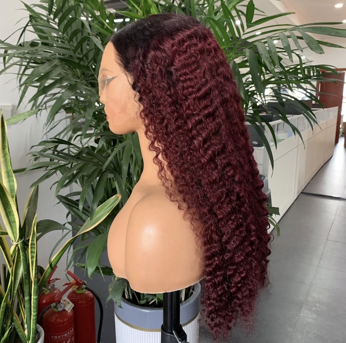 Dark deep curly wig