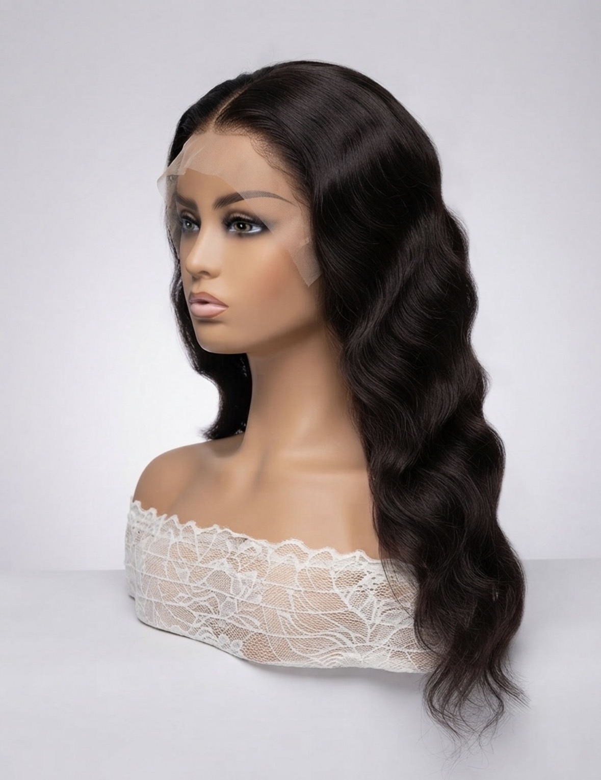 Long kinky curly deep burgundy wig on profile